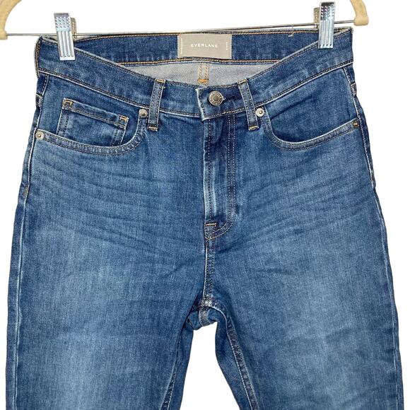 Everlane Ankle Jeans High Waist Medium Blue Wash Stretch Denim Relaxed Size 27 - Picture 5 of 16